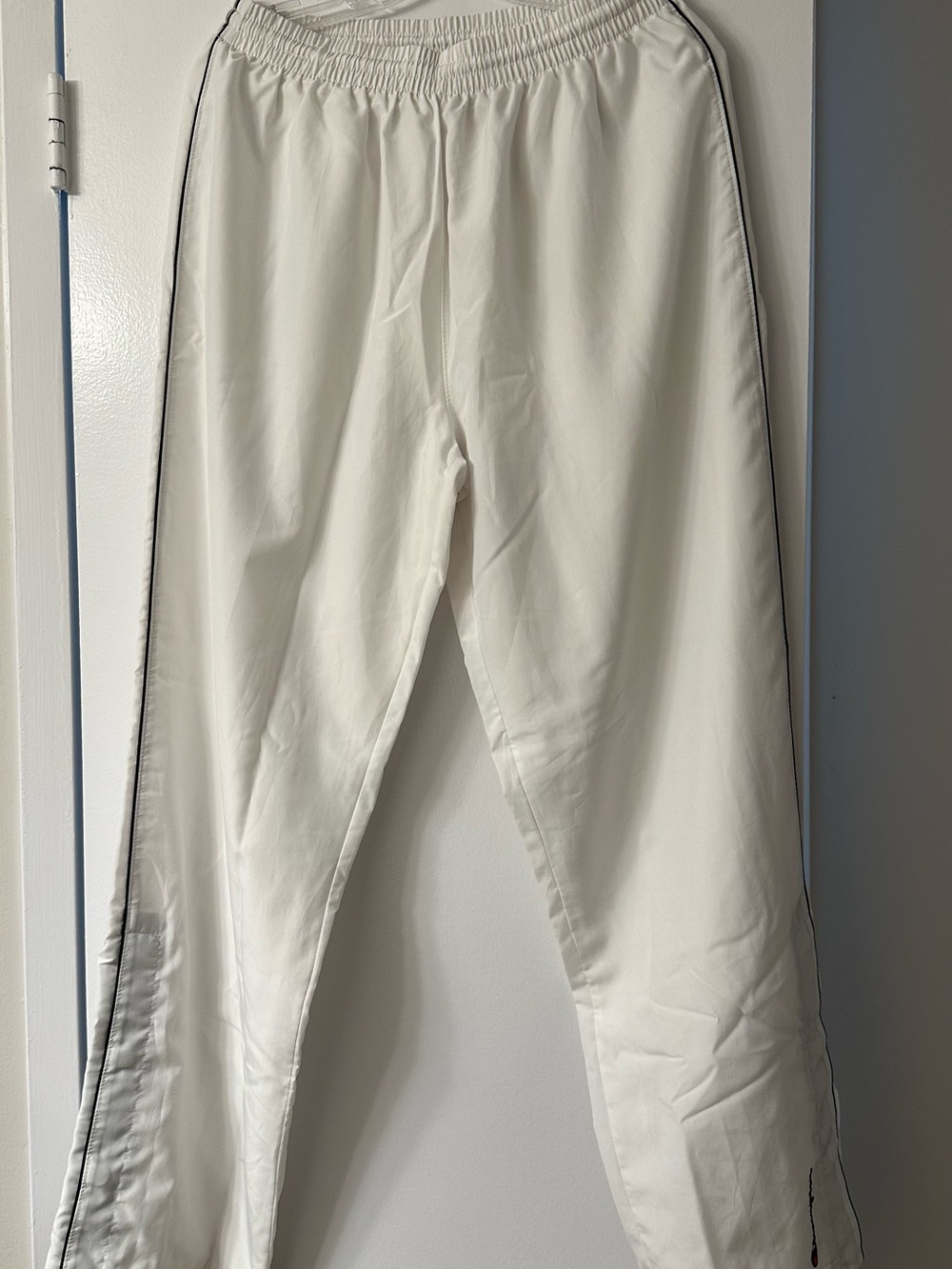 Champion White Track Pants with Black Side Piping